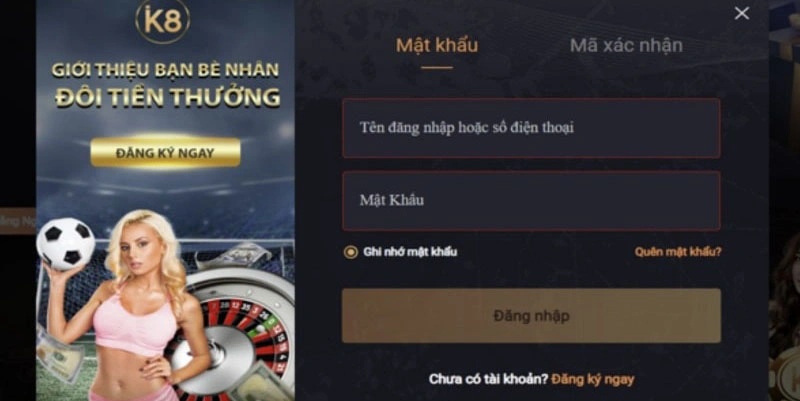 Thực hiện đăng nhập tài khoản K8BET nhanh chóng